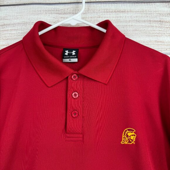 Under Armour USC Trojans Logo Polo Shirt Men's‎ Size XL Red/Maroon - Picture 3 of 12